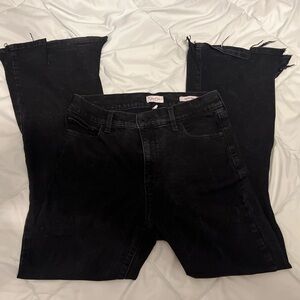 Women's Black Jeans High Waist Flare with ripped bottoms